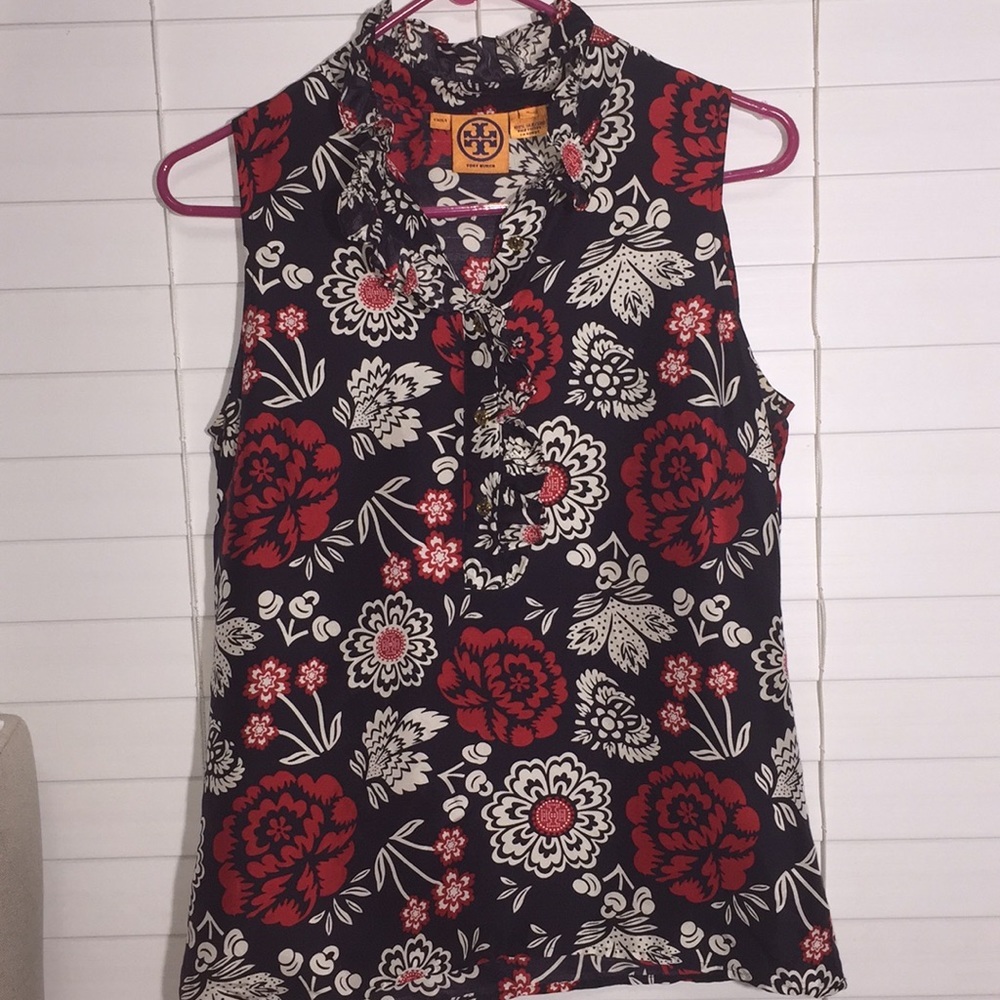 Tory Burch Blouse Short Sleeves, Size 6 - 100%silk